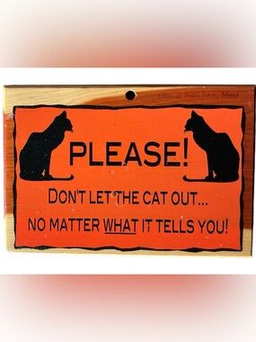 Glacier National Park Montana Wood Sign Funny Cat Decor “Don’t Let the Cat Out”